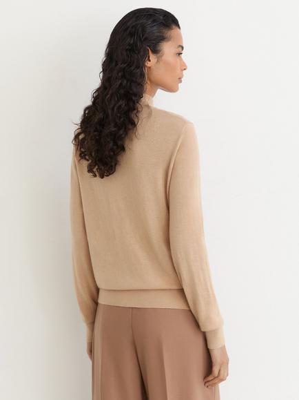 Reiss Rina High Neck Merino Wool Jumper, Camel - view 2, Camel
