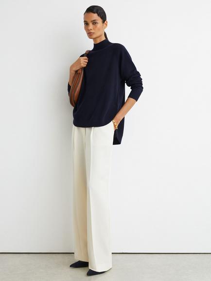 Reiss River Wool Blend with Cashmere Funnel Neck Jumper, Navy