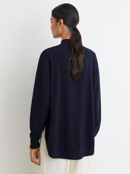 Reiss River Wool Blend with Cashmere Funnel Neck Jumper - view 2, Navy