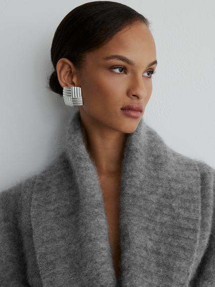 Reiss Saffron Chunky Cowl Neck Cashmere Jumper, Grey - view 2, Grey