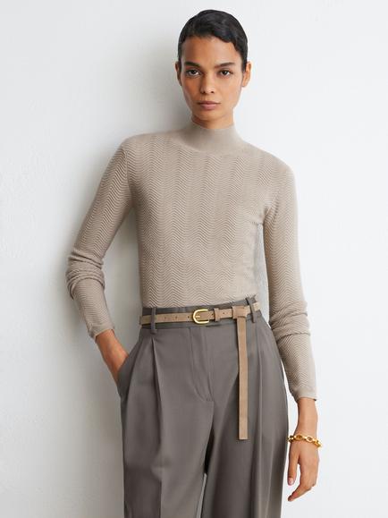 Reiss Saskia Wool Rich Textured Knit Top, Stone Neutral, Stone Neutral