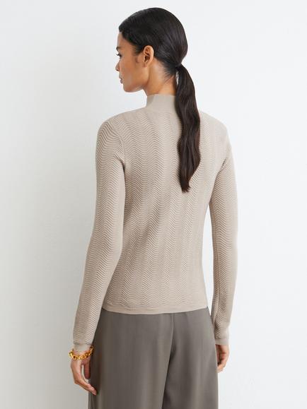 Reiss Saskia Wool Rich Textured Knit Top, Stone Neutral - view 2, Stone Neutral