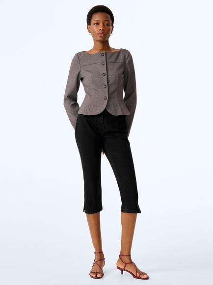 OMNES Andie Tailored Blouse, Grey, Grey