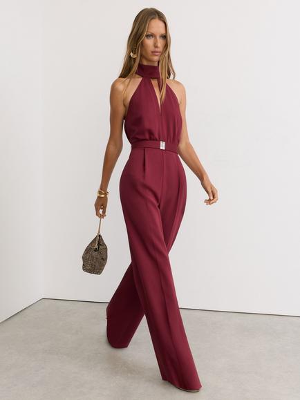 Reiss Jodie Halterneck Jumpsuit, Red - view 2, Red