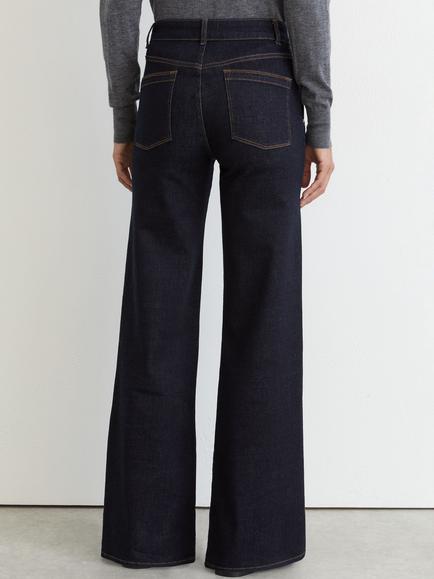 Reiss Addie Wide Leg Jeans, Dark Blue - view 2, Dark Blue