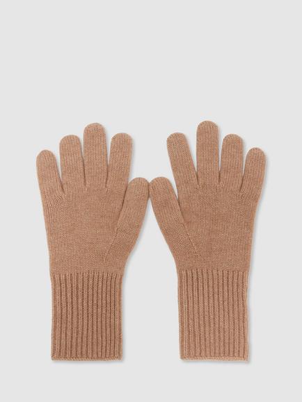 Reiss Issie Wool Blend with Cashmere Knit Gloves, Camel, Camel