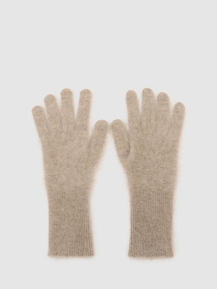 Reiss Brushed Cashmere Gloves, Neutral, Neutral