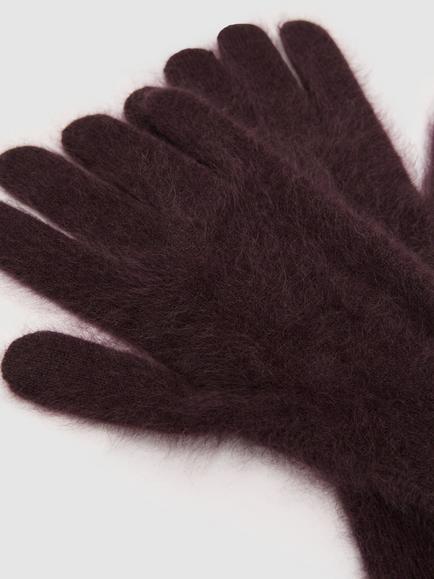 Reiss Brushed Cashmere Gloves, Grape - view 2, Grape