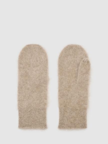 Reiss Willow Brushed Cashmere Mittens, Neutral, Neutral