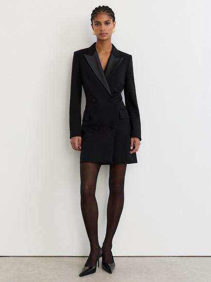 Reiss Annika Double Breasted Tuxedo Mini Dress, Black, Black