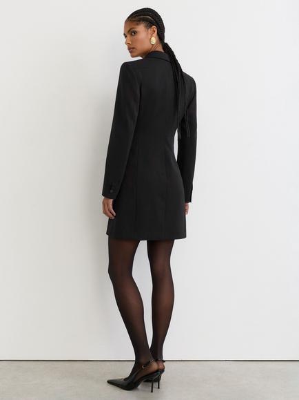 Reiss Annika Double Breasted Tuxedo Mini Dress, Black - view 2, Black