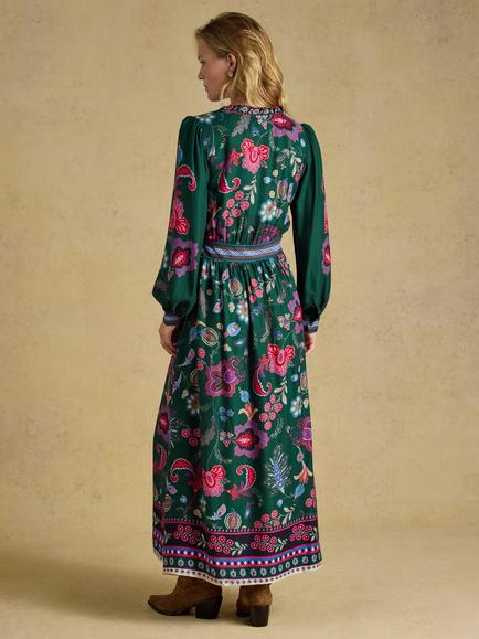 Joules Cressida Floral Maxi Dress, Green - view 2, Green