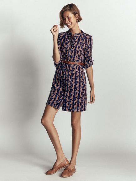Boden Zara Animal Print Corduroy Short Dress, Purple/Multi, Purple/Multi
