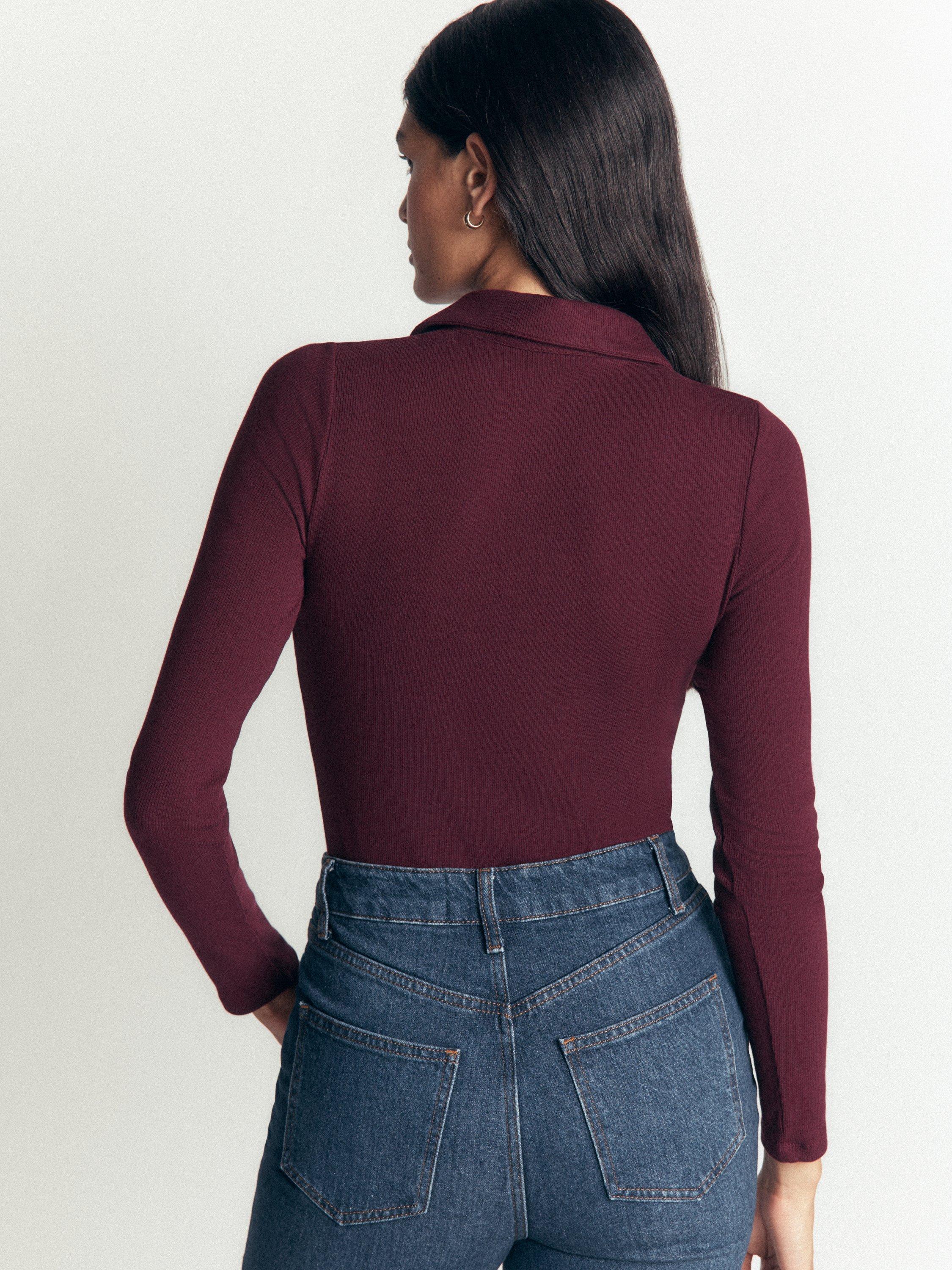 Boden Ribbed Velvet Trim Shirt, Dark Cherry
