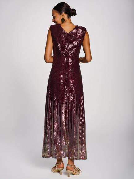 Jolie Moi Multi-Tone Patterned Sequin Maxi Dress, Burgundy/Multi - view 2, Burgundy Multi
