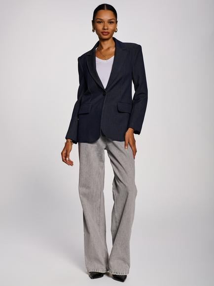 Jolie Moi Oversized Denim Blazer, Navy, Navy