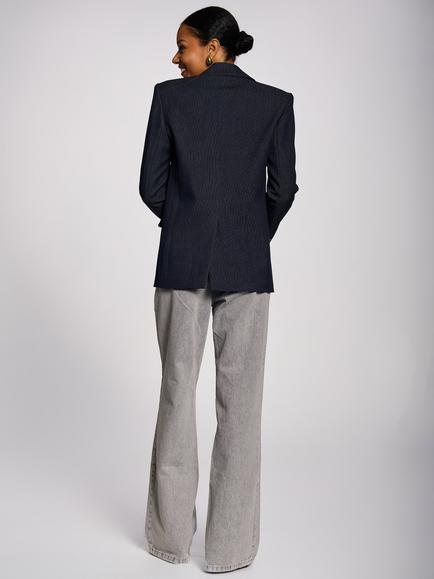 Jolie Moi Oversized Denim Blazer, Navy - view 2, Navy