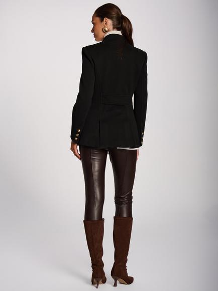 Jolie Moi Military Structured Stand Collar Jacket, Black - view 2, Black