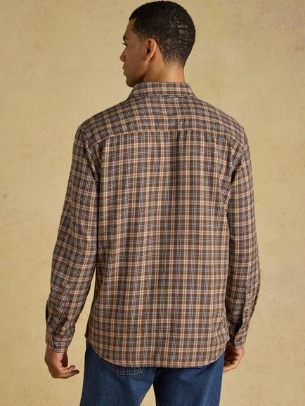 Joules Brushed Cotton Flannel Shirt, Brown - view 2, Brown