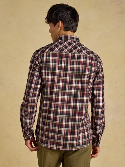 Joules Brushed Cotton Flannel Check Shirt, Burgundy Red - view 2, Burgundy Red