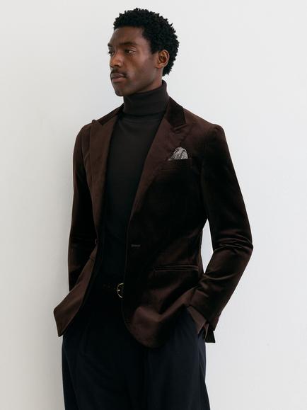 Reiss Apsara Velvet Blazer, Brown