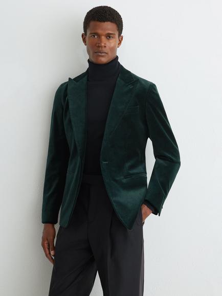 Reiss Apsara Velvet Blazer, Green