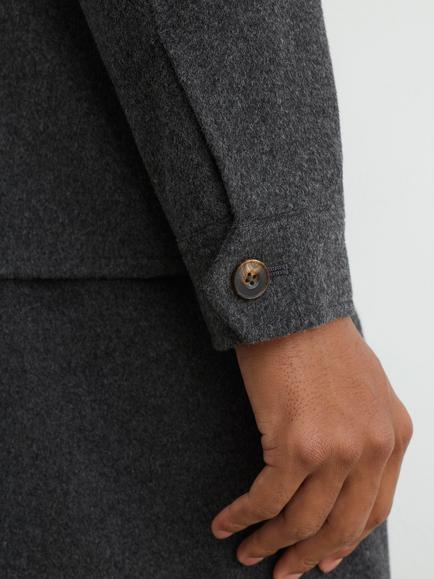 Reiss Collin Wool Blend Regular Fit Shirt - view 2, Charcoal Grey