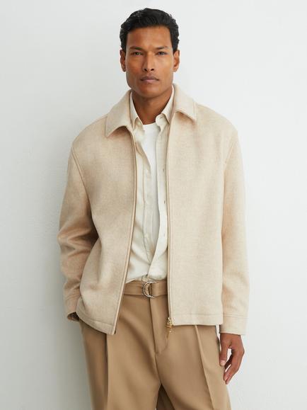 Reiss Foley Wool Blend Regular Fit Shirt, Oatmeal