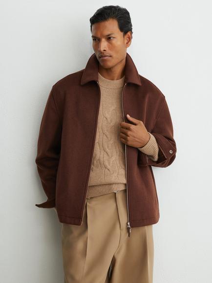 Reiss Foley Wool Blend Regular Fit Shirt, Rust Red