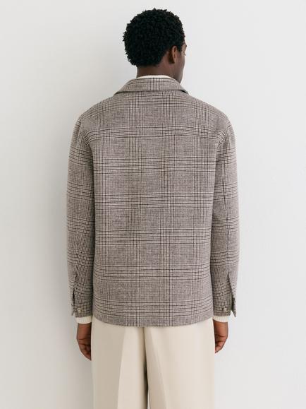 Reiss Gano Wool Blend Regular Fit Check Overshirt, Brown - view 2, Brown