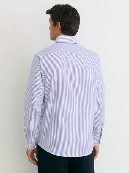 Reiss Jackson Cotton Button Down Collar Stripe Formal Shirt, Mid Blue - view 2, Mid Blue