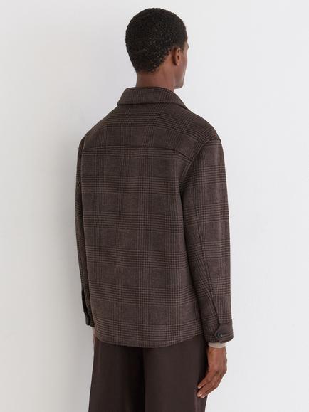 Reiss Liam Wool Rich Regular Fit Check Overshirt, Brown - view 2, Brown