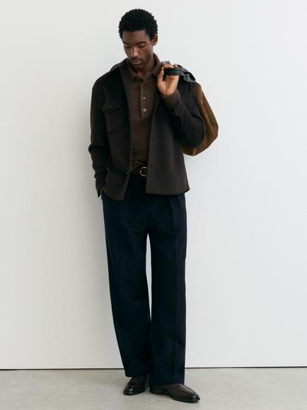 Reiss Liam Wool Blend Regular Fit Overshirt, Dark Brown - view 2, Dark Brown