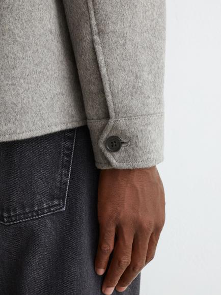 Reiss Liam Wool Blend Twin Pocket Overshirt, Soft Grey - view 2, Soft Grey