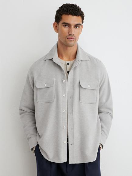 Reiss Sands Cotton Regular Fit Shirt, Grey Melange, Grey Melange