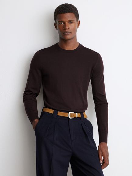 Reiss Wessex Merino Wool Jumper, Bordeaux, Bordeaux
