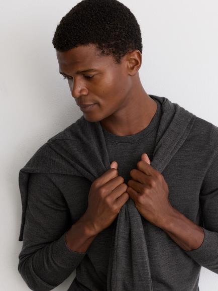 Reiss Wessex Merino Wool Jumper, Dark Wicker Brown - view 2, Dark Wicker Brown
