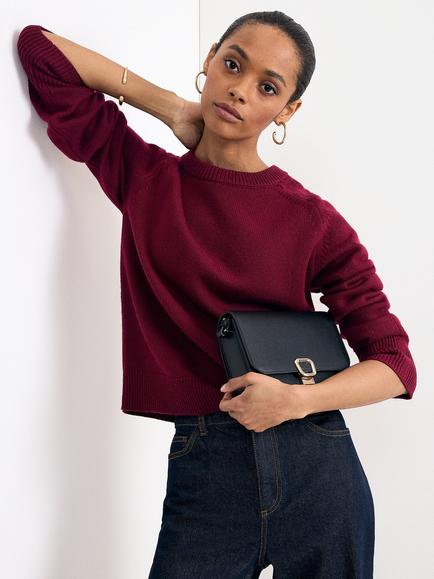 Phase Eight Wool Rich with Cashmere Shoulder Detail Jumper, Red, Red
