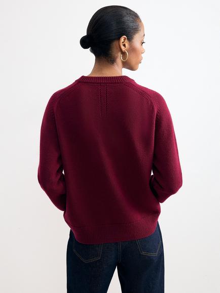 Phase Eight Wool Rich with Cashmere Shoulder Detail Jumper, Red - view 2, Red