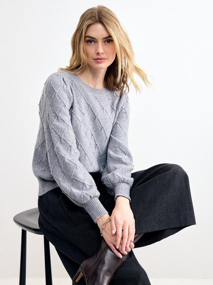 Phase Eight Nadin Crystal Embellished Jumper, Grey Marl, Grey Marl