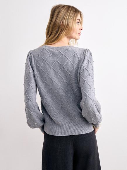 Phase Eight Nadin Crystal Embellished Jumper, Grey Marl - view 2, Grey Marl