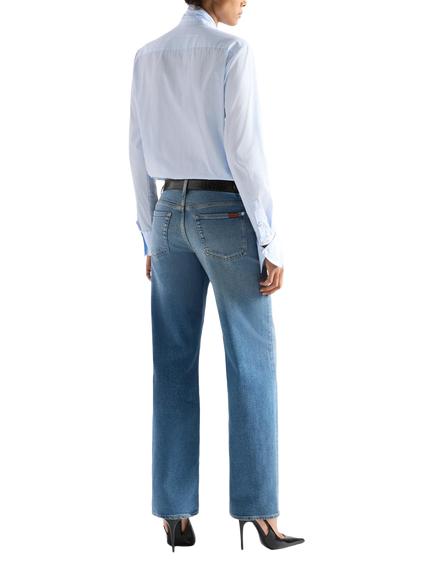7 For All Mankind Stovepipe High Rise Straight Leg Jeans - view 2, Wavebreak