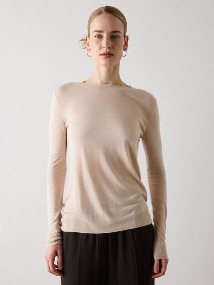Whistles Annie Sparkle Crew Neck Top containing LENZING™ ECOVERO™ Viscose, Neutral, Neutral