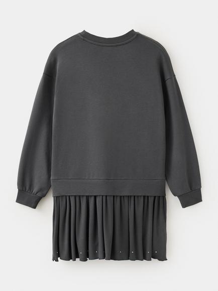 Mango Kids' Brushed Cotton Twist Front Jumper Dress, Anthracite - view 2, Anthracite