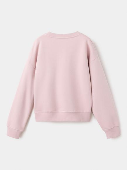 Mango Kids' Brushed Cotton Crew Neck Sweatshirt, Pink - view 2, Pink