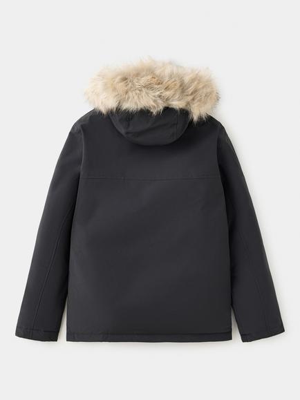 Mango Kids' Hooded Parka Jacket, Black - view 2, Black