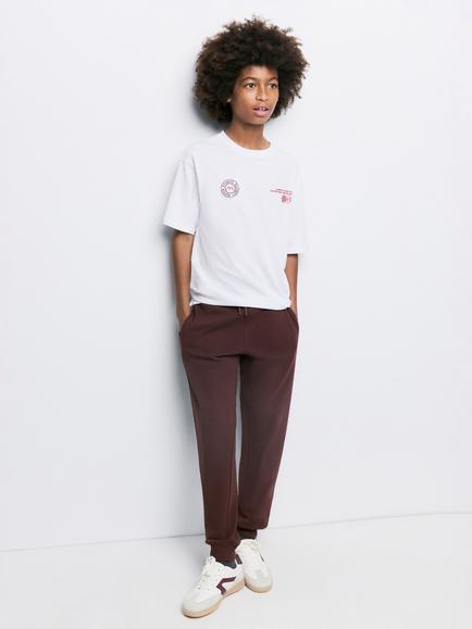 Mango Kids' Brushed Cotton Drawstring Joggers, Brown