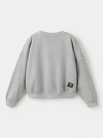 Mango Kids' Sudadera Cotton Blend Boxy Sweatshirt, Mid Grey Melange - view 2, Mid Grey Melange