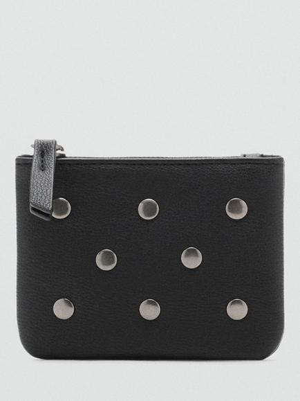Mango Kids' Studded Zip Purse, Black, Black