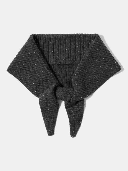 Mint Velvet Ebellished Knit Scarf with Cashmere, Grey/Multi, Grey/Multi